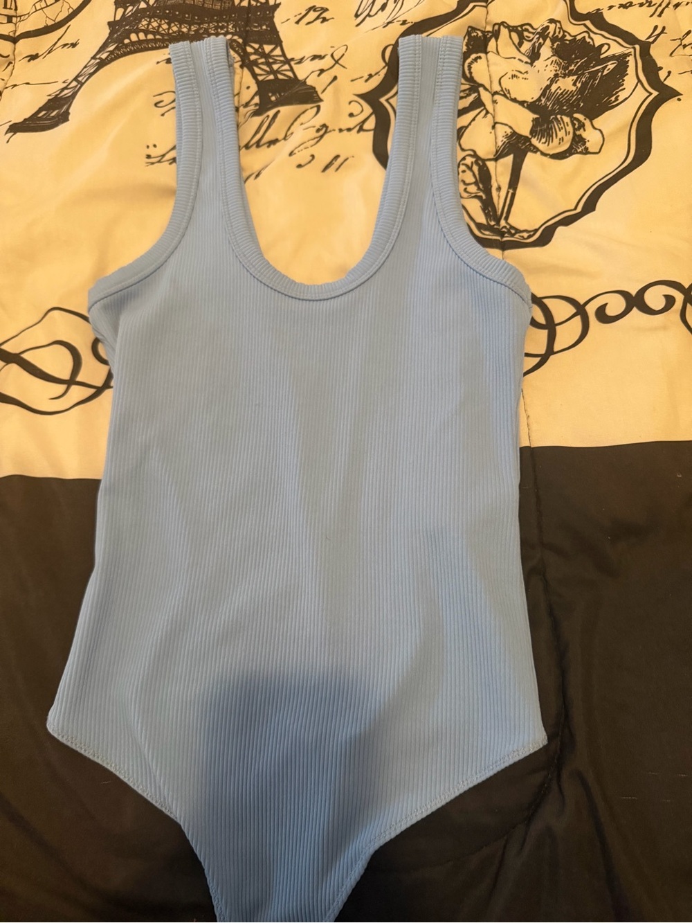 Abercrombie Light Blue Ribbed Bodysuit